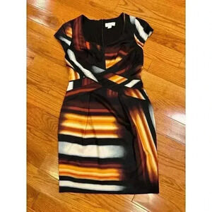 Jessica Simpson Multicolor Fitted Sheath Dress Size 6 Art to Wear Art Deco